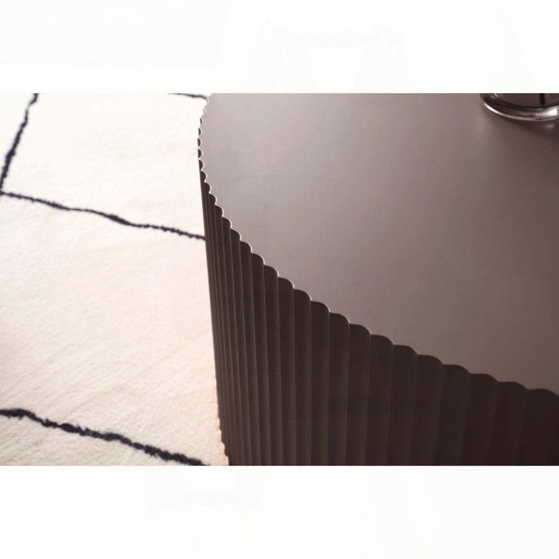 Ensemble de 2 tables basses gigognes rondes avec panneau de fibres à densité moyenne - Brun, Marron foncé