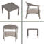 Ensemble de meubles modernes avec coussins de siège et structure en PP et en acier, 2 chaises d'appoint et 1 table basse-1855049010