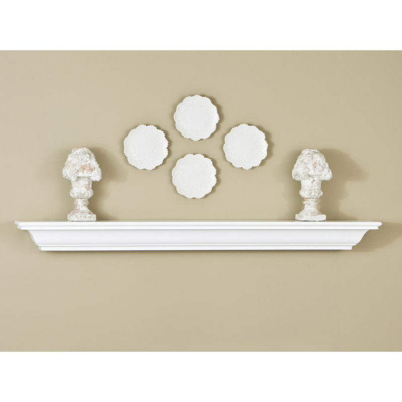 Tablette de manteau de cheminée flottante en bois, Peinture blanche, 60"