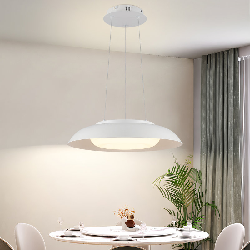 Modern 1-Light Ceiling Pendant with White Shade