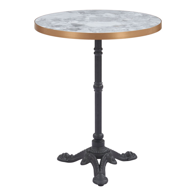 Round Wood Metal Outdoor Dining Table , 23.6'' in. W 23.6'' in. D