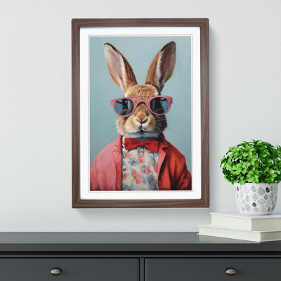 Rabbit with Glasses Painting - Framed Print