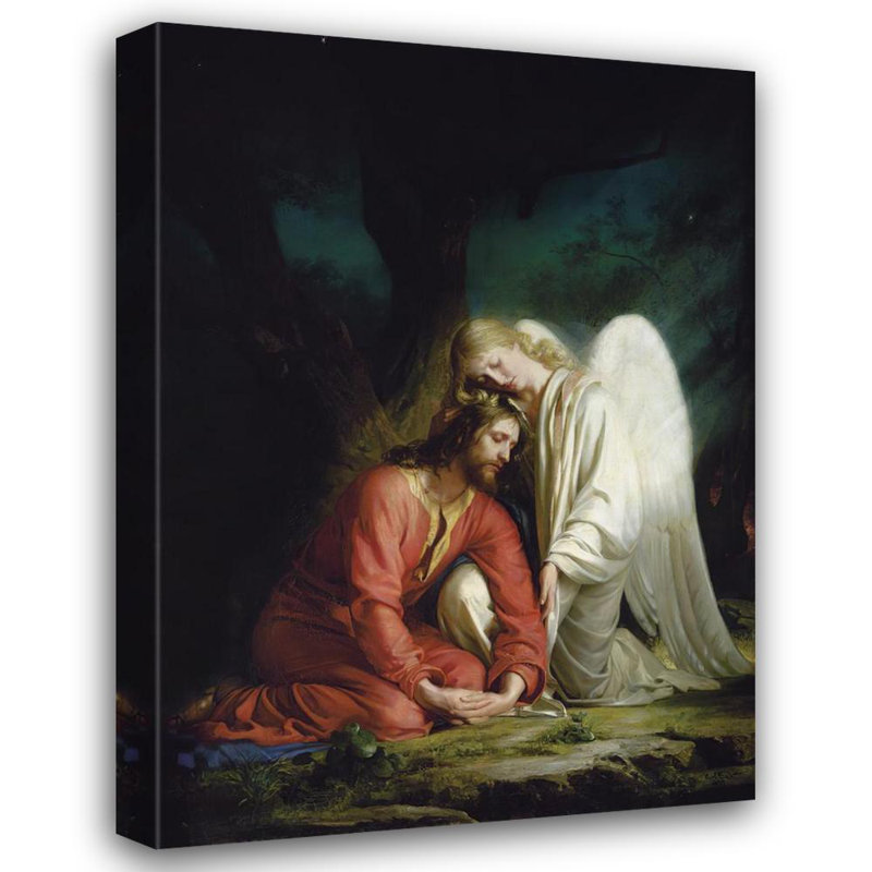 «Christ at Gethsemane» par Carl Bloch - Art mural sur toile tendue avec châssis, H 24 po x l 17 po