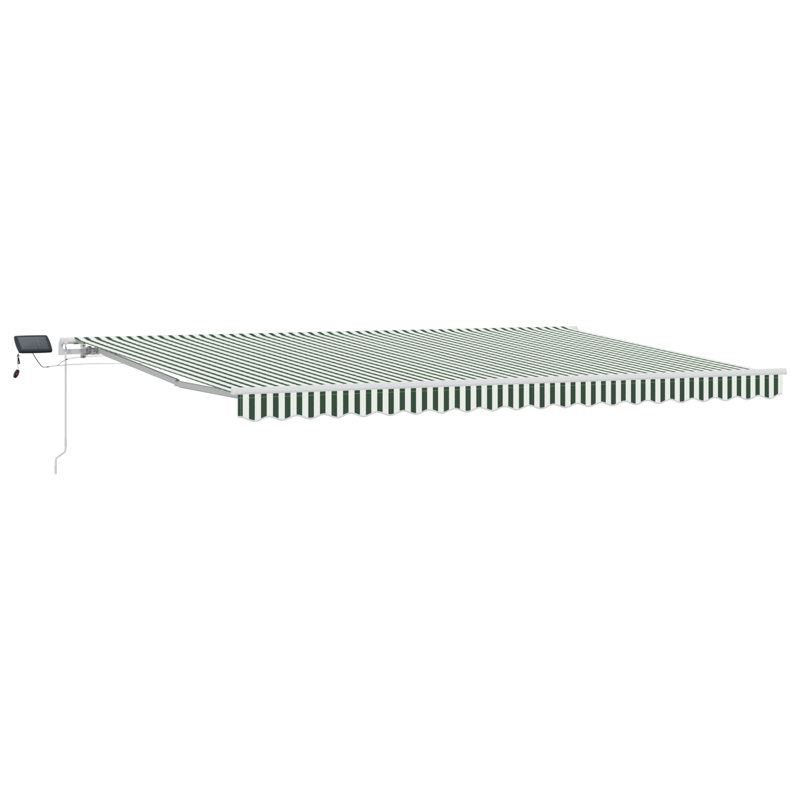 Brayden Studio Retractable Patio Awning, 500 cm W x 300 cm D, Green/White Striped
