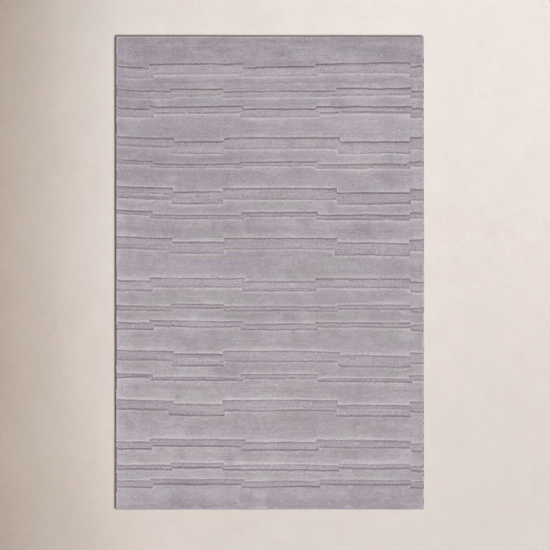 Tapis gris en laine / coton touffeté à la main Elona, Rectangle de 5 pi x 8 pi
