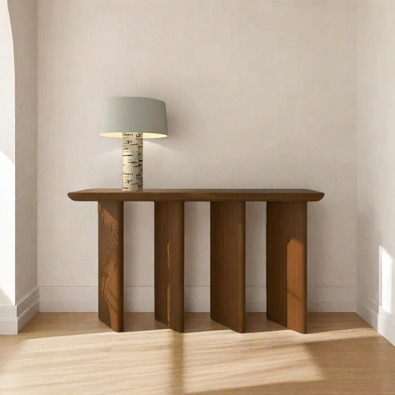 Modern Minimalist Art Console Table, Brown, 29.53" H x 55.12" W x 13.78" D