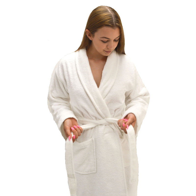 Isamar 100% Cotton Terry Cloth Gender Neutral Mid-Calf Bathrobe with Pockets, Large/Extra Large