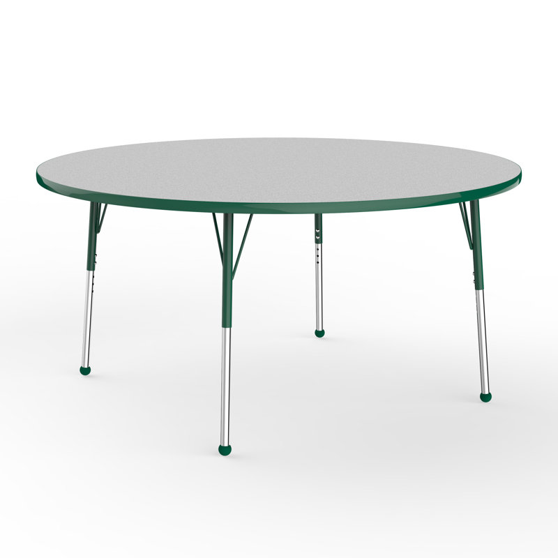 Table ronde à hauteur réglable, H 24 po x L 60 po x l 60 po, Gris / vert, Standard Ball Glide