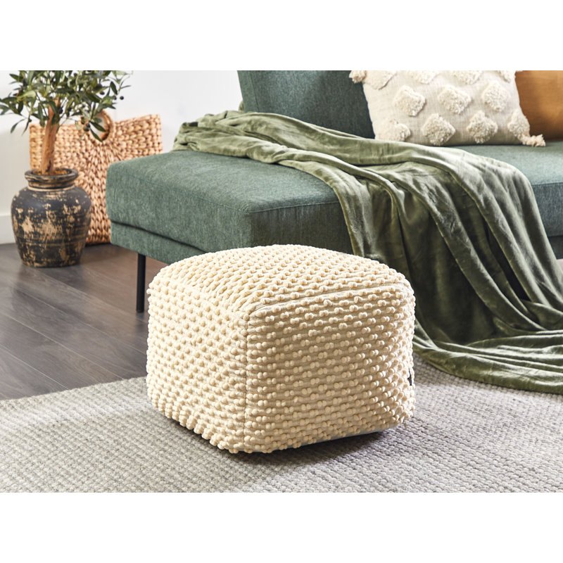 Amaijah 50cm Wide Square Pouf Ottoman, Beige