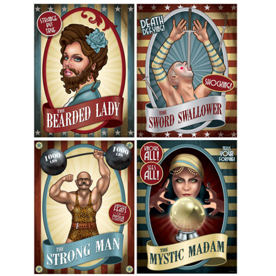 Découpes d'affiches de cirque rétro