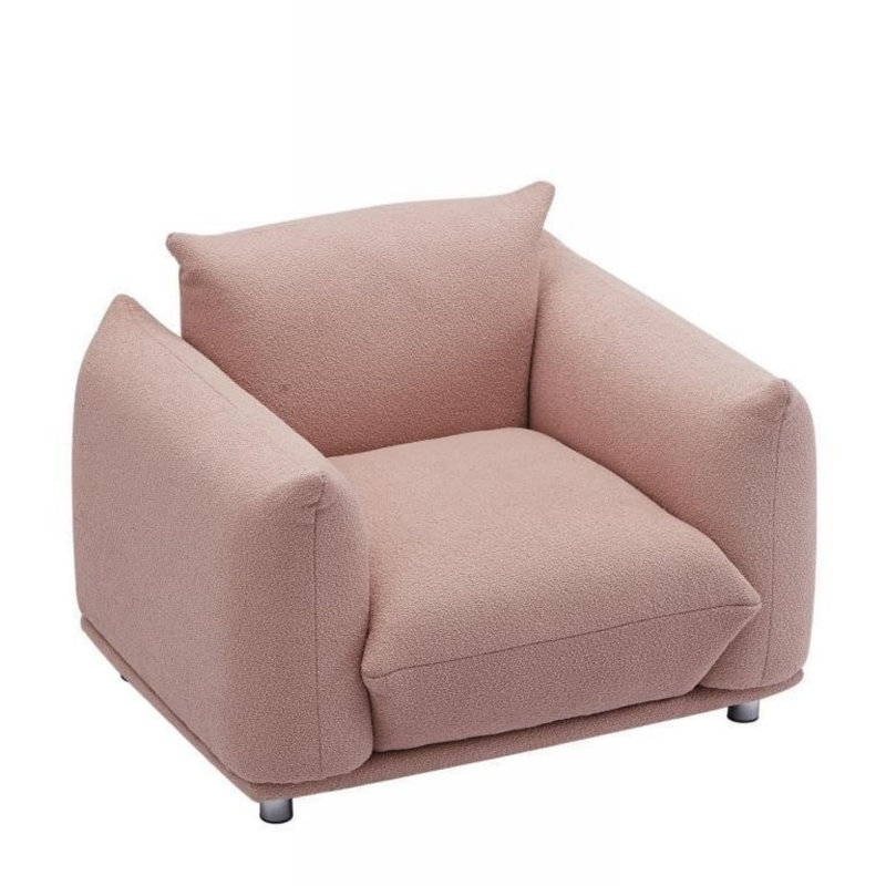 Tranay Accent Chair, Upholstered Single Chair for Home Bedroom Office, Pink Fabric