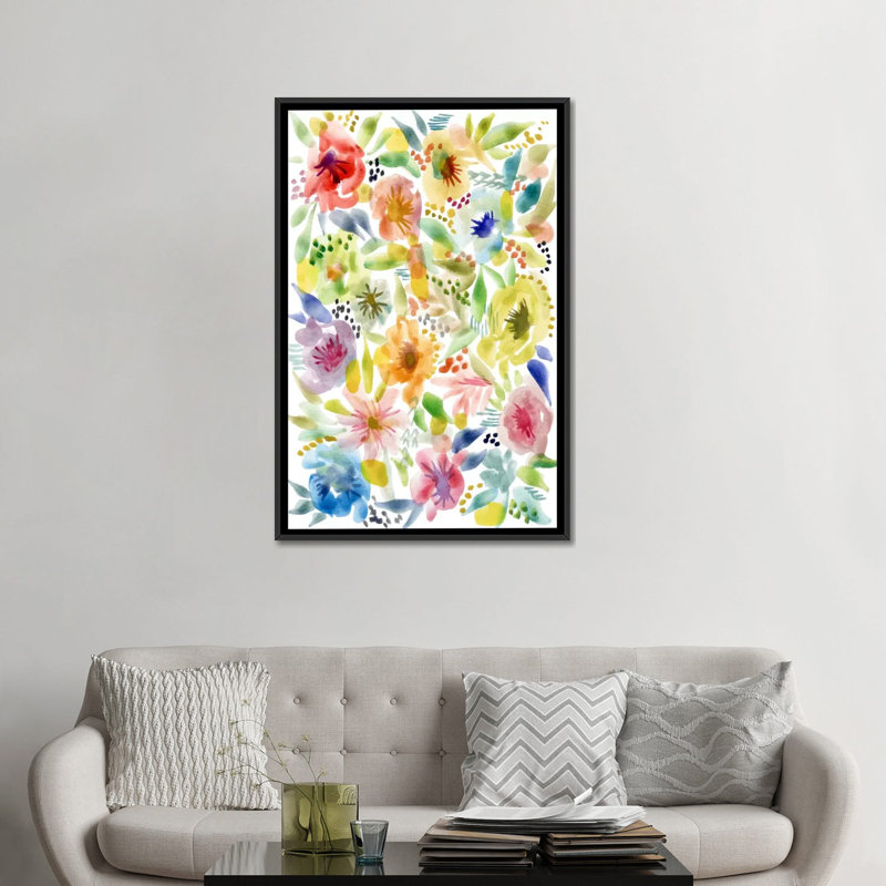 « water arts », reproduction d’impression sur toile tendue, H 26 po x l 18 po x P 1,5 po, Toile avec cadre noir, Pas de tapis