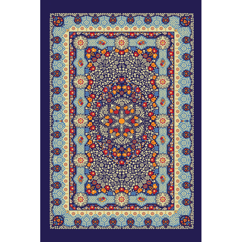 Stylish Hall Carpet (3.3 x 4.9 ft), 100% Polyester, 0.3 in Pile Height | Antibacterial, Non-Slip PVC Dot Underside | Woven Design with 3D Digital Printing | Machine Washable, Perfect for Home Décor & Comfort