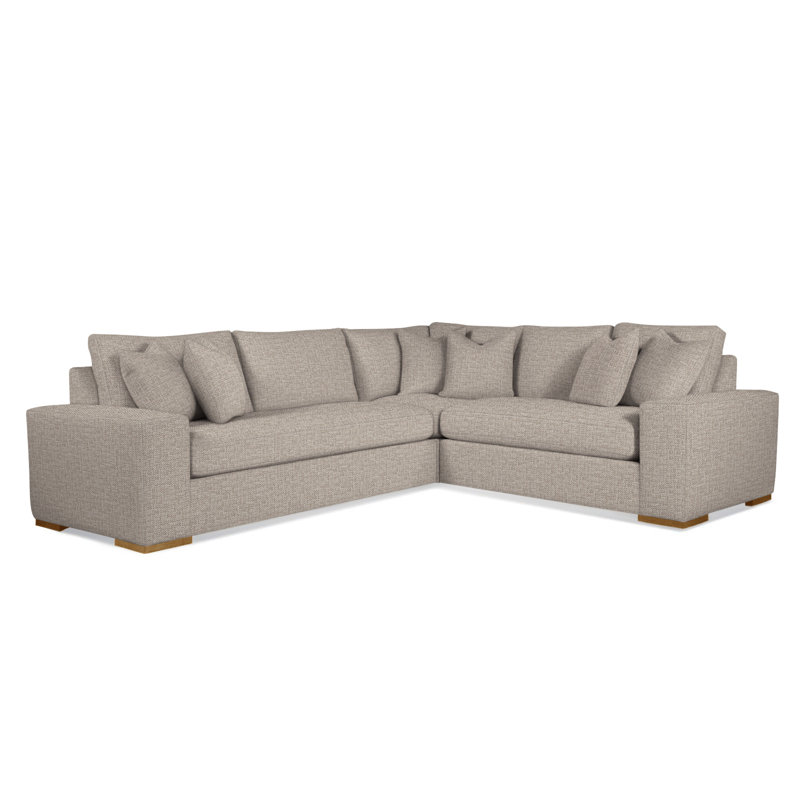 Canapé modulaire Memphis, Sunbrella beige à fines rayures; 6205-74, Accoudoir à droite (vu de face), Miel