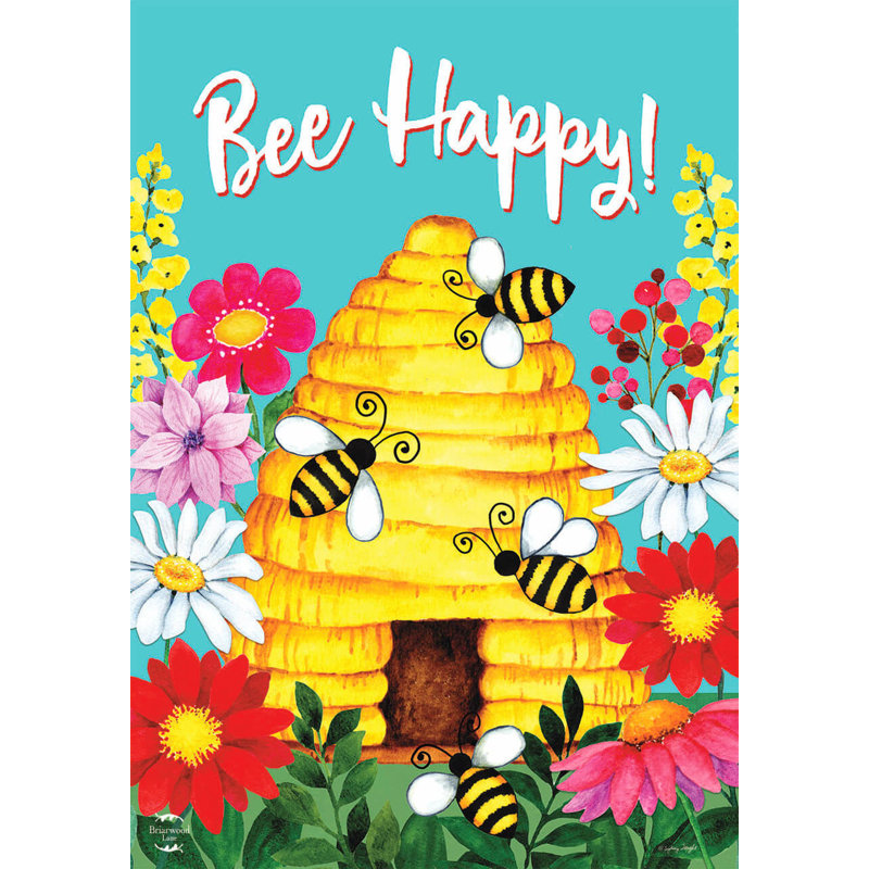 Bee Happy Hive Spring Garden Flag