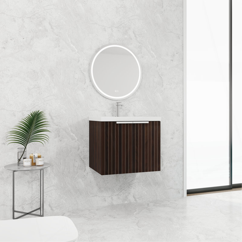 Meuble-lavabo mural élégant avec rangement avancé et lavabo moderne