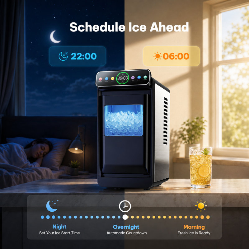 Compact Countertop Bullet Ice Maker, 26.5 Lbs/Day Portable Ice Machine, 2 Ice Sizes, Timer Function, Touch Control, Self-Cleaning