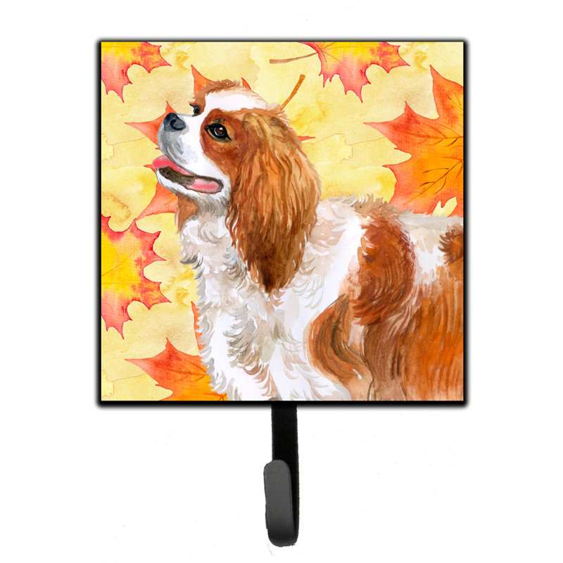 Eliane Metal Wall Organizer with Key Hooks, Brown/Salmon/Blue, Cavalier Spaniel