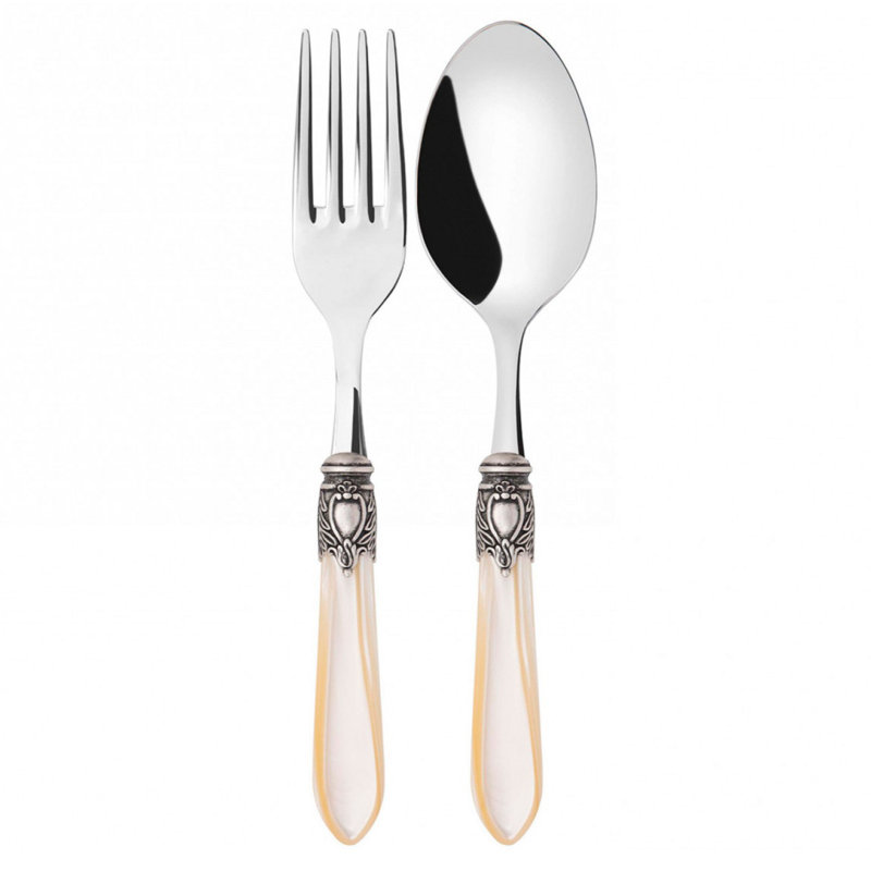 Ensemble de 2 panneaux de salade 2 pièces Oxford, Argent / Ivoire
