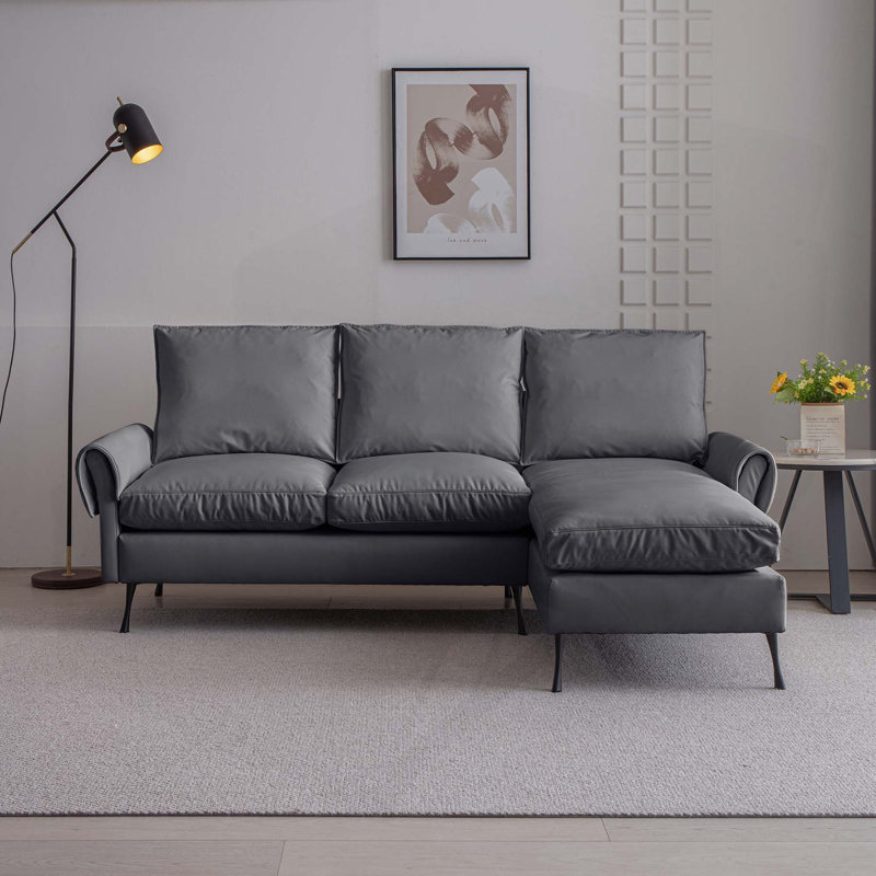 Canapé en L avec méridienne réversible, Gris foncé