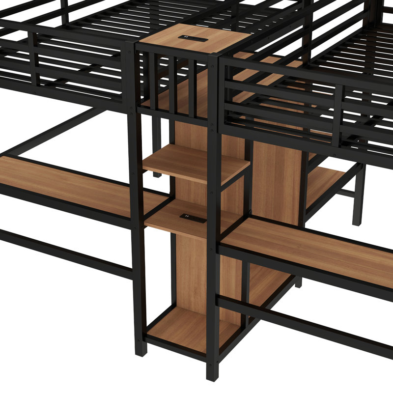 Lit mezzanine multifonctionnel en métal avec rangement, conception moderne pour économiser de l'espace
