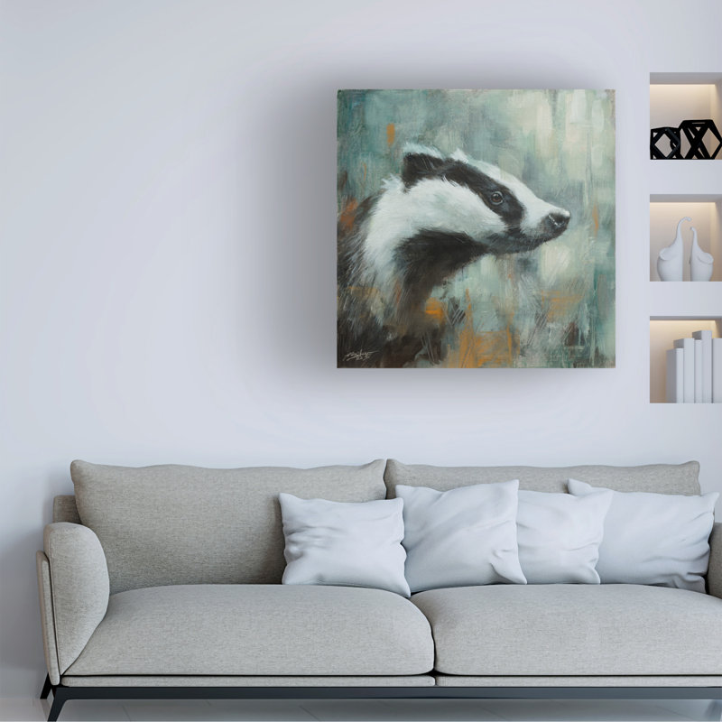 Animals Badger On Canvas Print, 14'' W x 14'' H