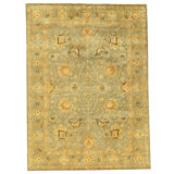 Hand Knotted Wool Area Rug in Green