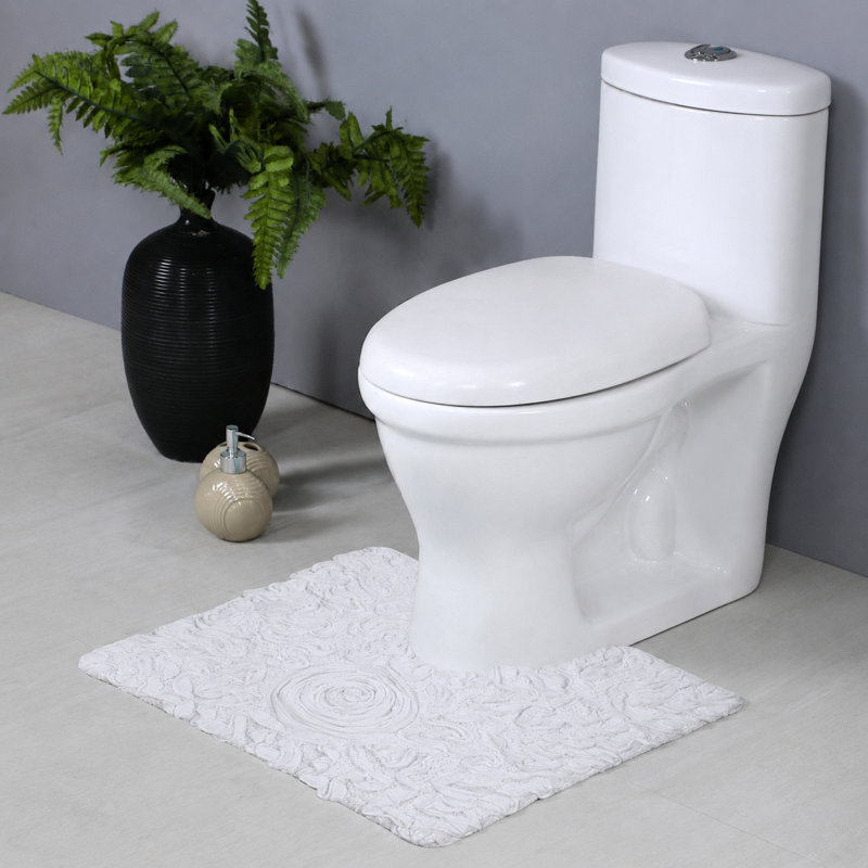 Schoenberger 100% Cotton Contour Bath Mat 20"x20", White