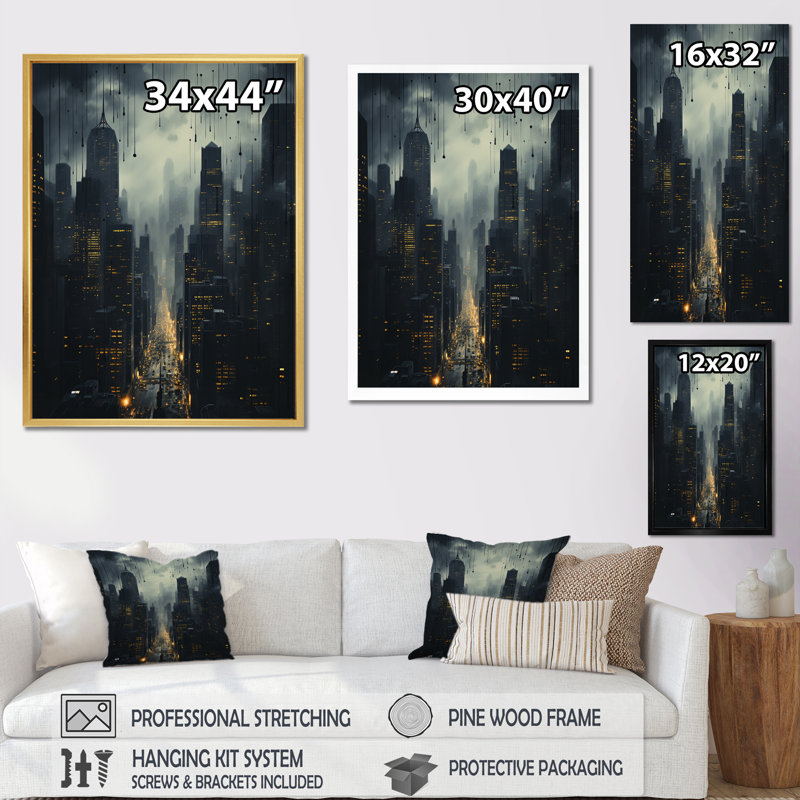 Lashada gratte-ciel monochromatique Metropolis I - impression, Toile tendue, H 32 po x l 24 po x P 1 po