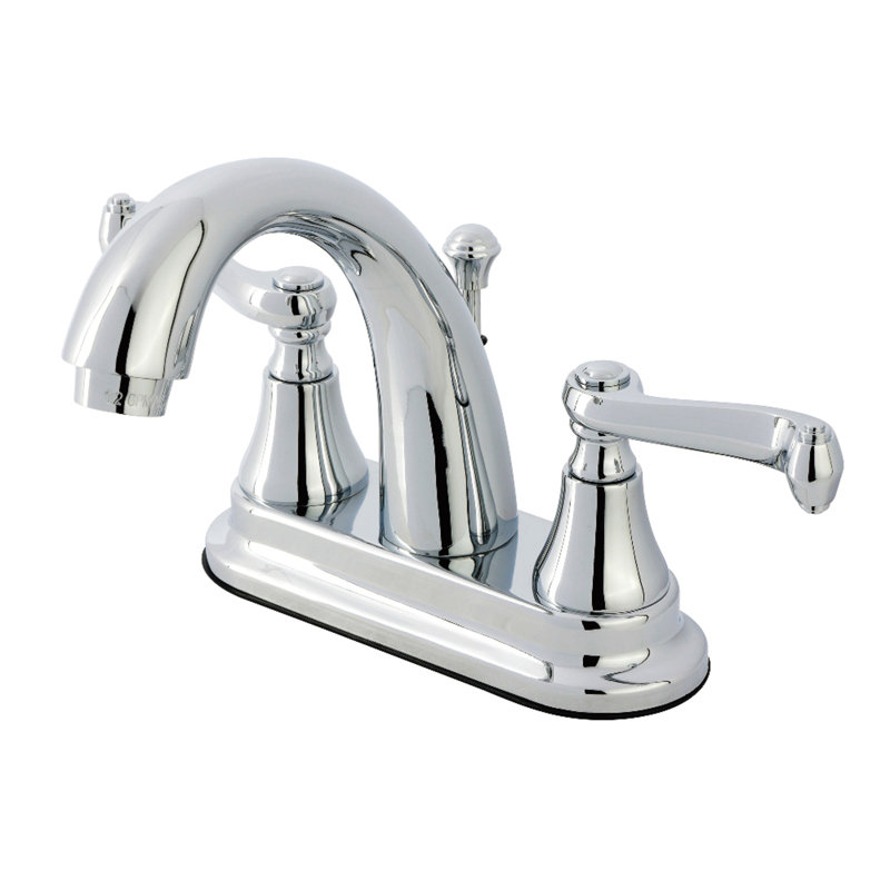 Kingston Brass English Vintage Two-Handle 3-Hole Deck Mount 4" Centerset Bathroom Faucet with Pop-Up, Polished Chrome
