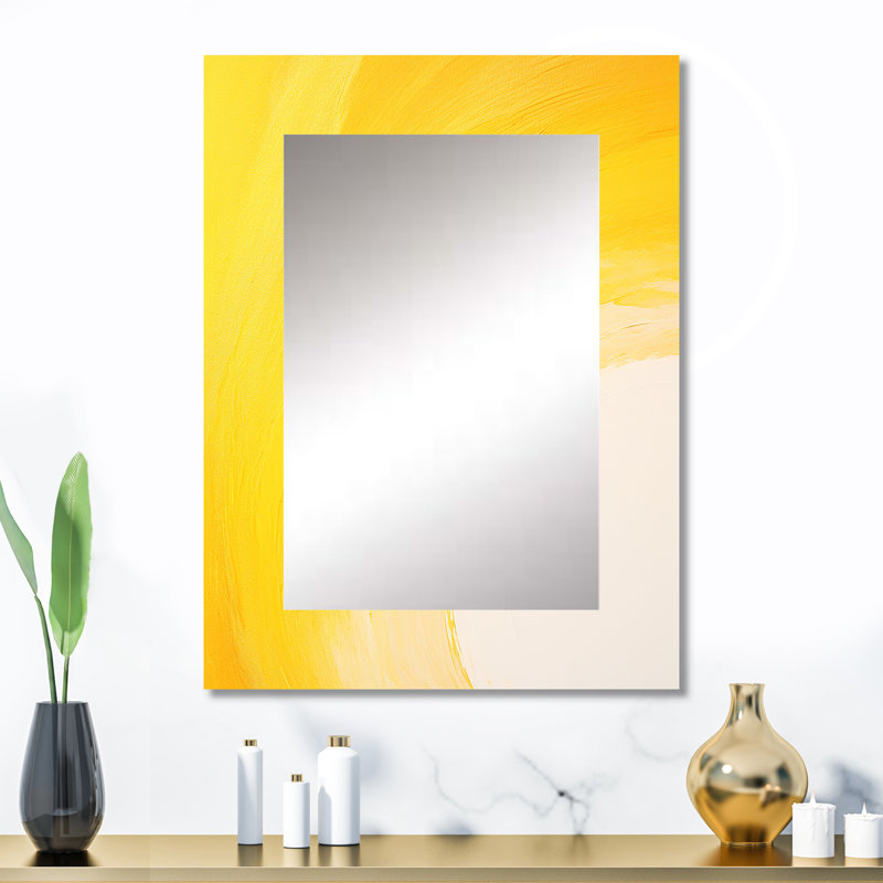 Yellow Chroma Curve - miroir décoratif arc-en-ciel, miroir mural traditionnel, impression d'art en métal, 32 po x 24 po