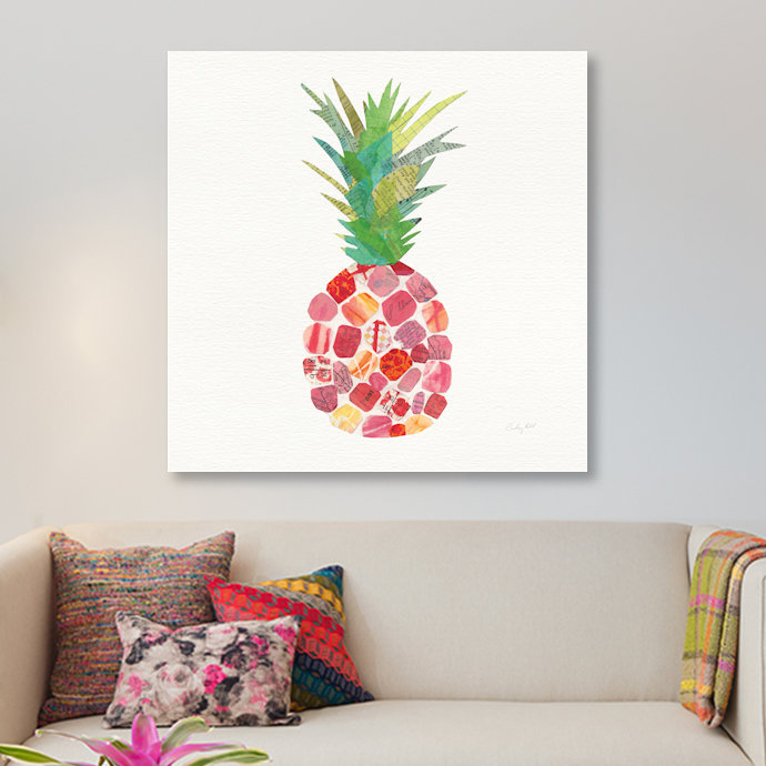 « tropical fun ananas i », impression sur toile, H 48 po x l 48 po x P 1,5 po, Toile tendue, Pas de tapis