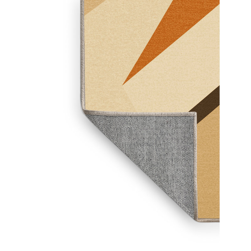 Machine Washable Aedan Pumpkin Pie Modern Rug in Beige – Beige Binding, 3x5