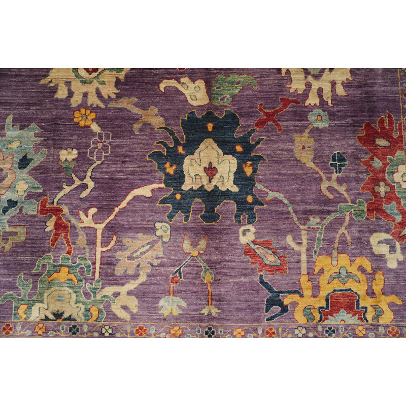 Aryana Hand Knotted Wool Oriental Area Rug in Purple