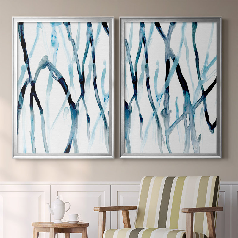 Runnel I, toile encadrée de qualité supérieure - prête à être accrochée, H 37 po x l 24,5 po x P 2,5 po, Argent