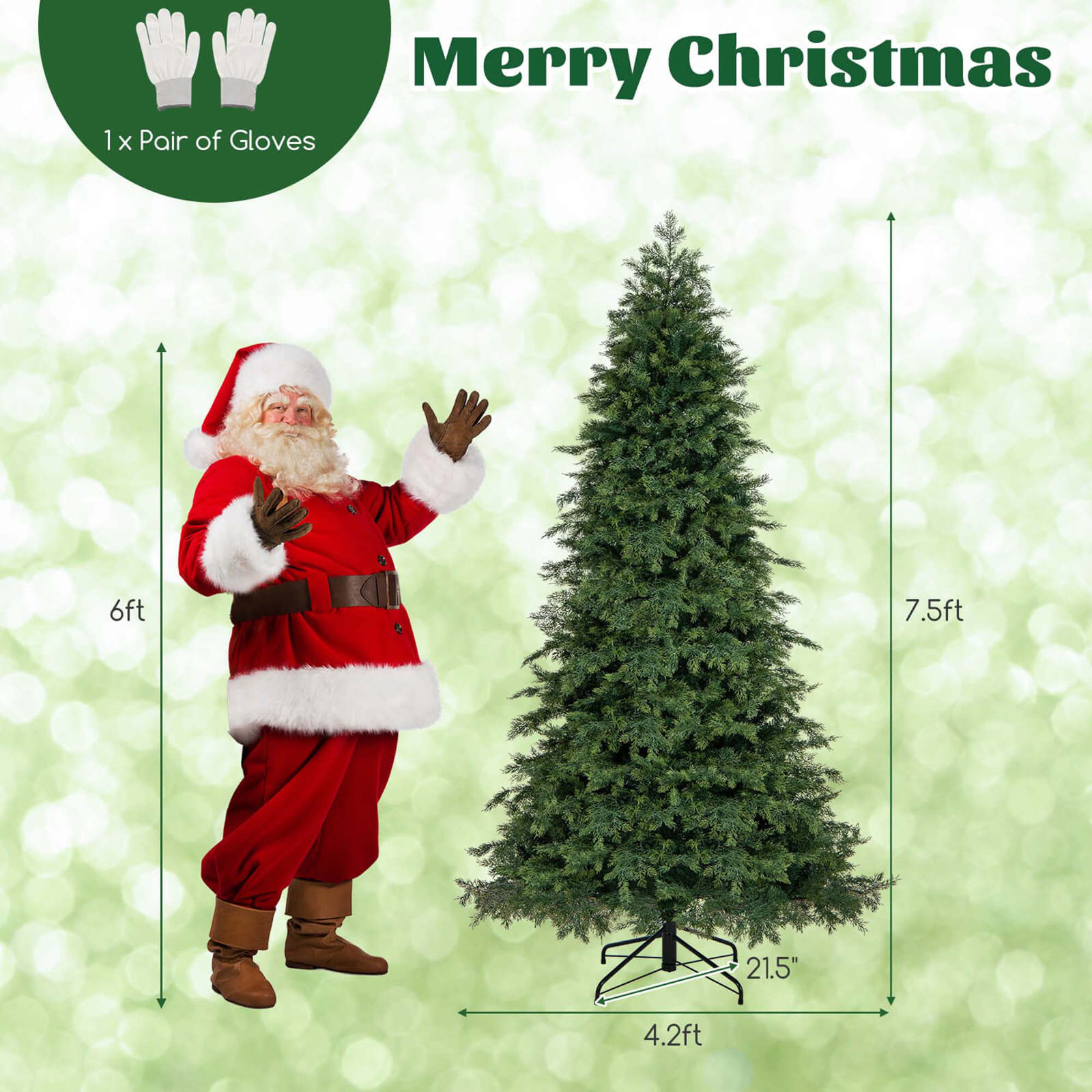 7.5' Pre-Lit Pine Christmas Tree