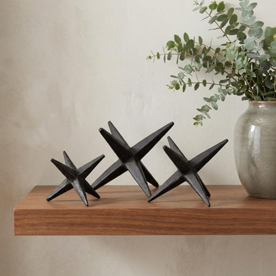 Chrishay 3 Piece Black Cast Iron Star Tabletop Sculptures