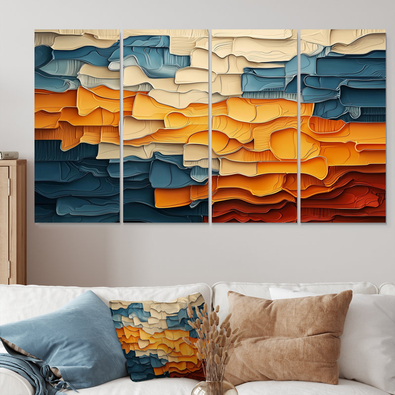 Biomorphism Fragments Forms II - Cubism Wall Art - ensemble de décorations murales modernes, 4, H 28 po x l 48 po