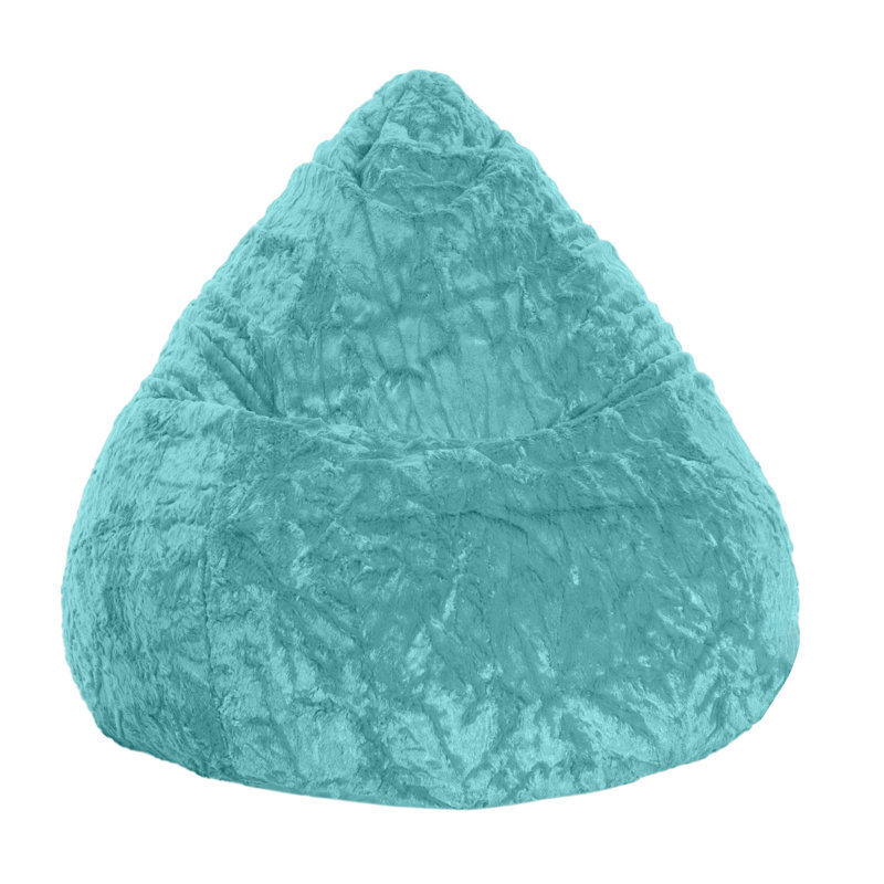 Fluffy Bean Bag Chair & Lounger, Turquoise Faux Fur Polyester