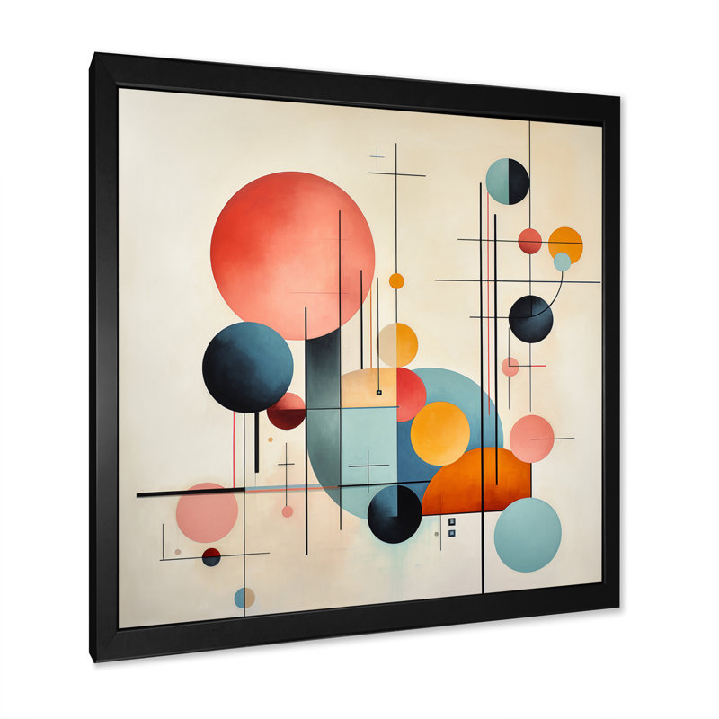 Syncronicities Midcentury Elegant Retro Art I - Abstract Midcentury Wall Art, Cadre simple noir, H 30 po x l 30 po x P 1 po
