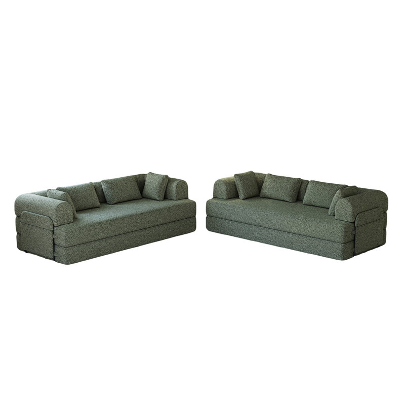 Canapé-lit convertible de 78,7 pouces avec coussin cylindrique, canapé-lit pliant en chenille, canapé-lit pliant avec poche latérale, canapé-lit de plancher, 2 pièces