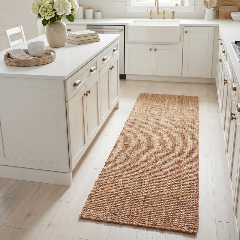Tapis en jute tissé à la main Kidane, Tapis de couloir 2 pi 3 po x 8 pi
