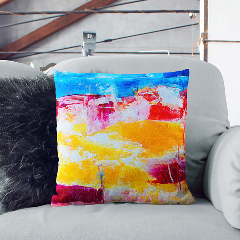 Abstract Square Throw Cushion, 55 x 55 cm, White