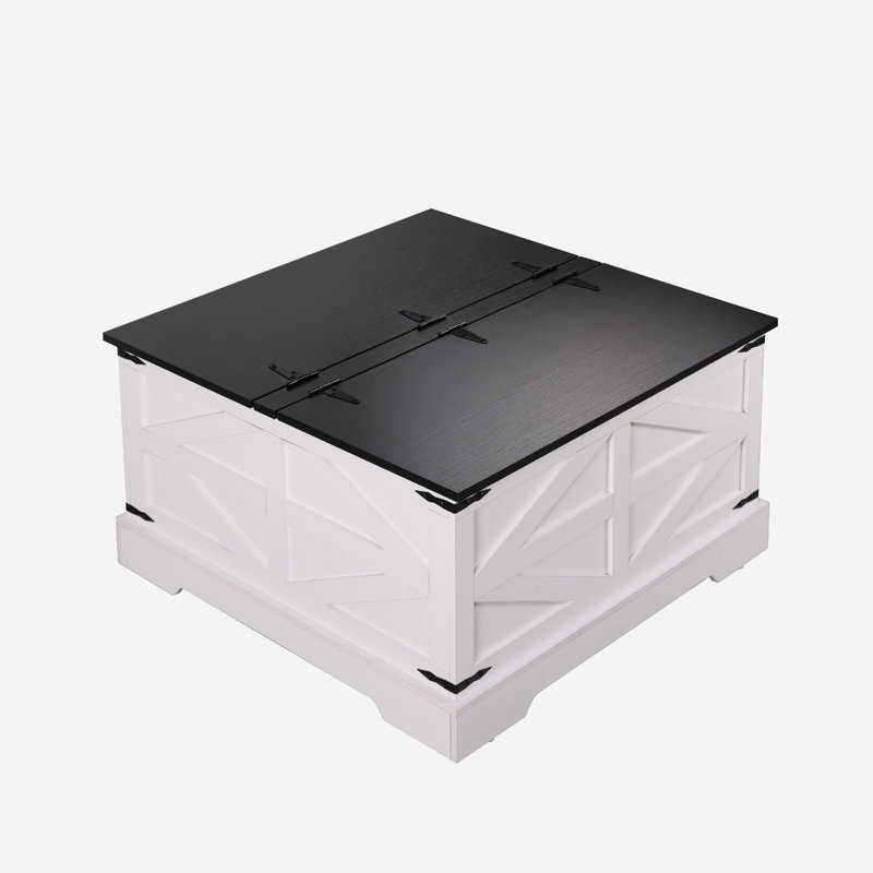 Table basse campagnard rustique, Noir, noir, noir, noir, Blanc