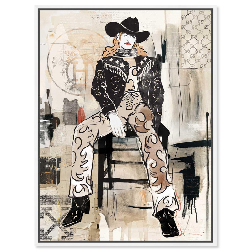 «Modern Western Girl Western», reproduction d'art sur toile par Notoriart, H 30 po x l 36 po, Cadre blanc