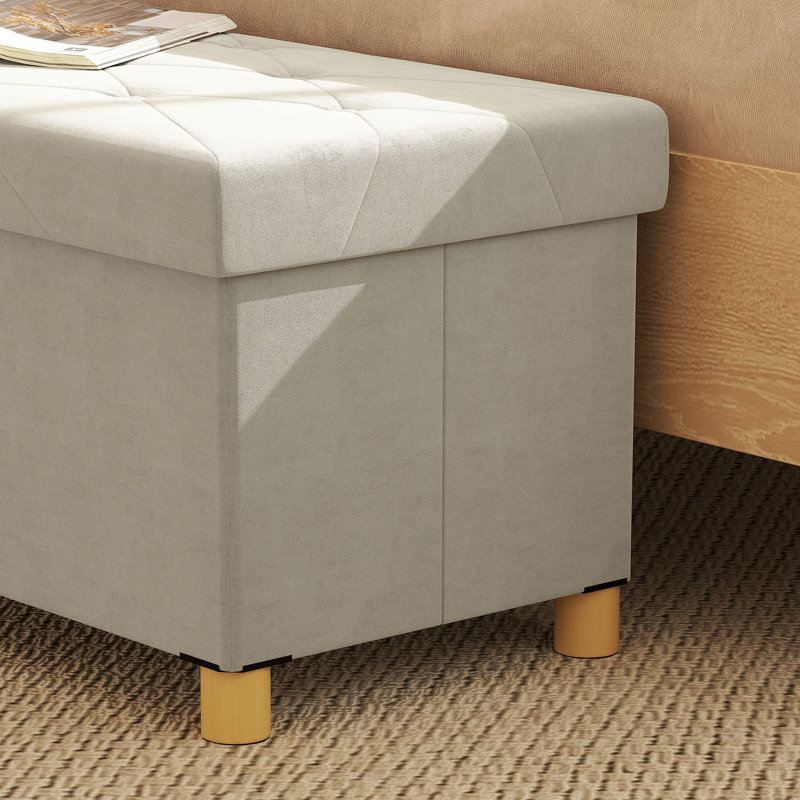 Banc de rangement avec repose-pieds, repose-pieds pliable rembourré en velours