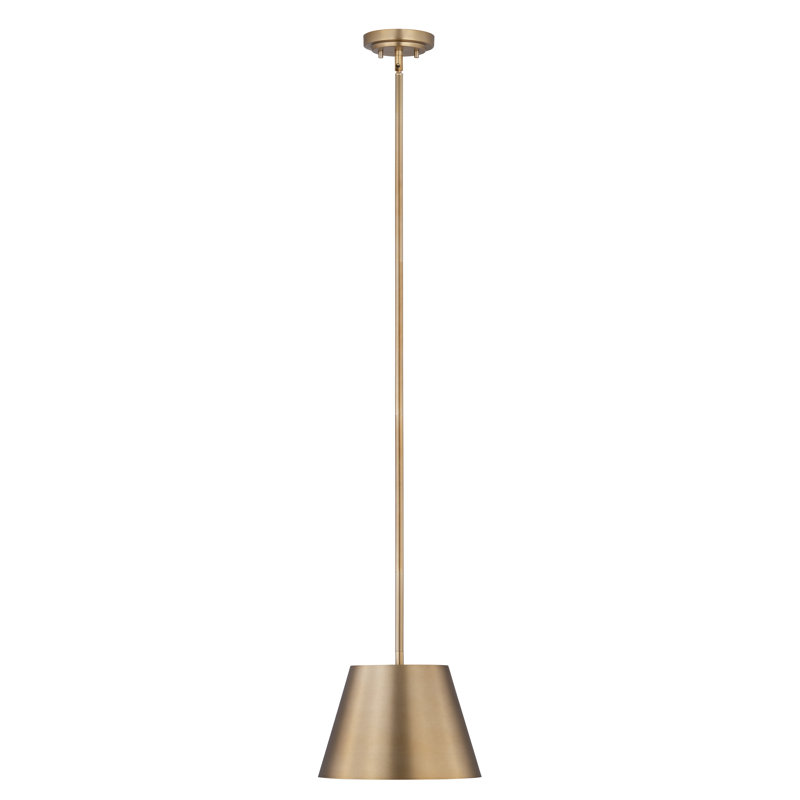 Luminaire suspendu à 1 lumière Wolleik, Or moderne, H 90,5 po x l 12 po x P 12 po