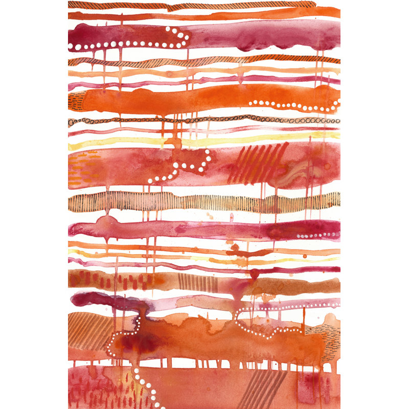 Tangerine Stripes II - Wrapped Canvas Painting, 46cm H x 30cm W x 3.8cm D