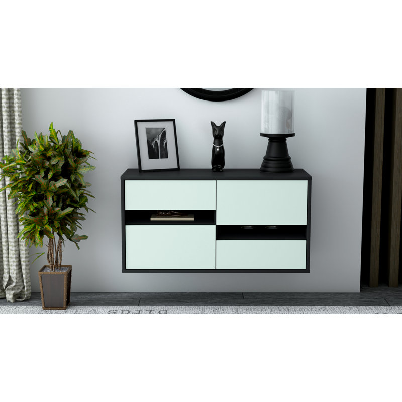 Franzella Unfinished Floating TV Stand, Light Blue
