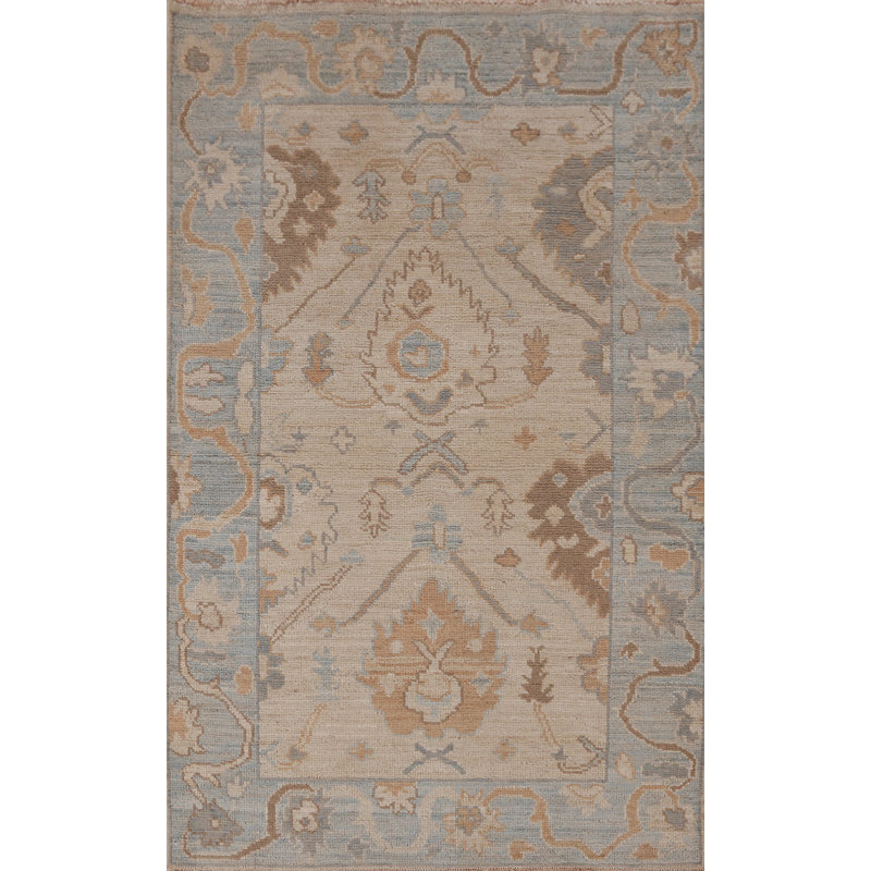 Vegetable Dye Wool Oushak Turkish Rug 3x5